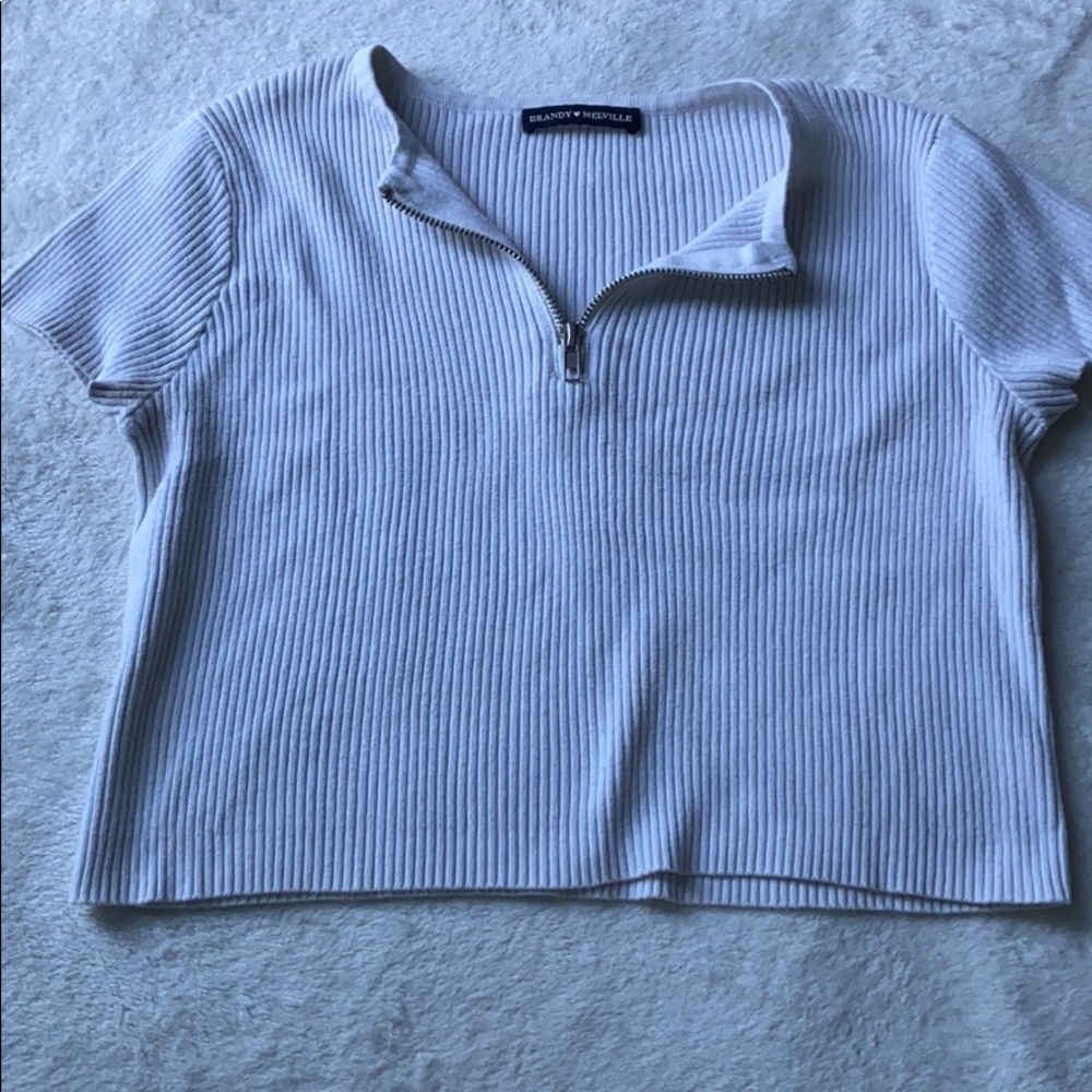 white brandy melville quarter zip